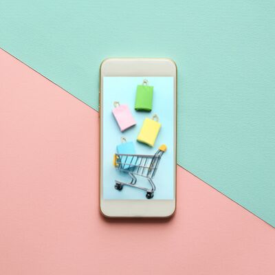 Phone diagonal shopping cart